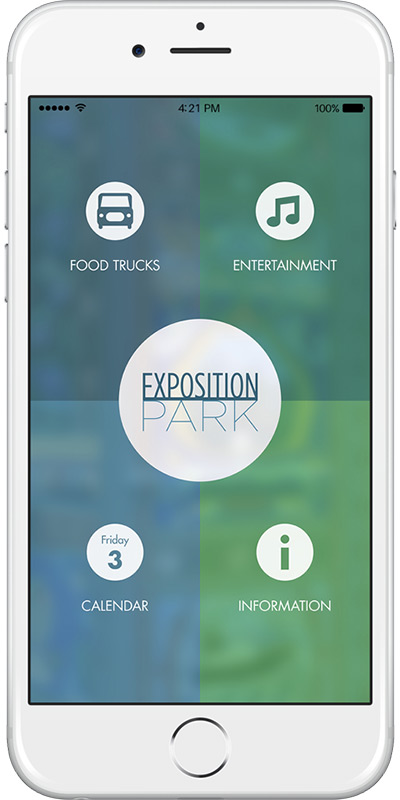 Exposition Park iPhone app home page