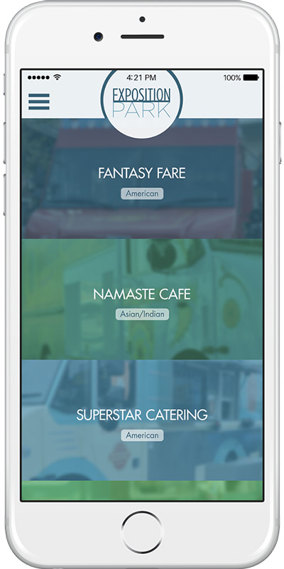 Exposition Park iPhone app food trucks