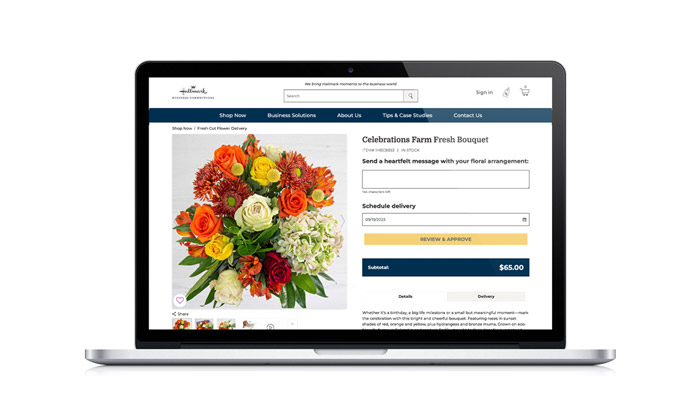 Hallmark Business Connections website: Personalizing flowers