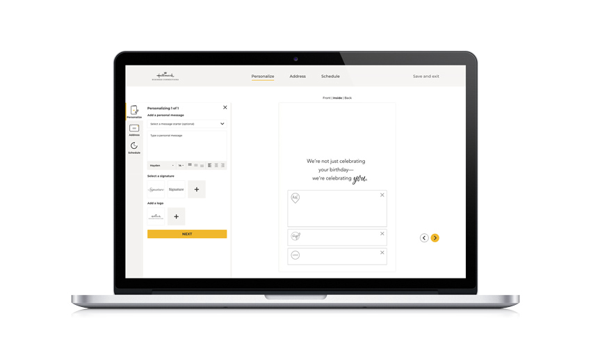 Preview of card personalization website