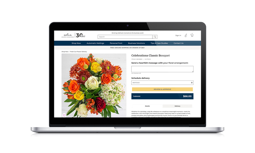 Preview of flower personalization