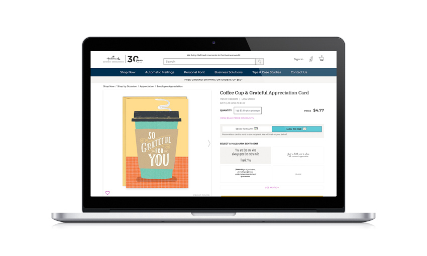 Preview of card personalization website